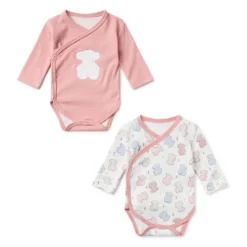 Conjunto de bodies de bebé cruzados Colors cor-de-rosa