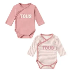 Conjunto de bodies de bebé cruzados Classic cor-de-rosa
