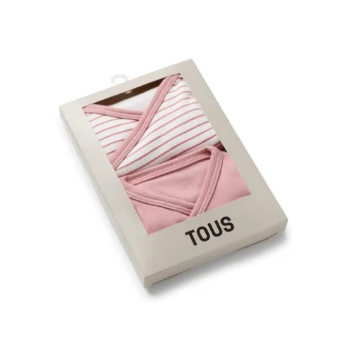 Conjunto de bodies de bebé cruzados Classic cor-de-rosa