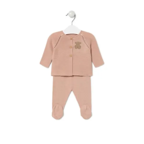 Conjunto de malha de bebé Tricot cor-de-rosa