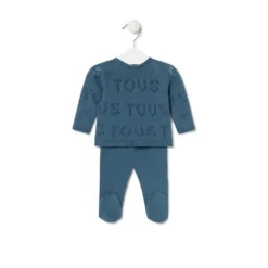 Conjunto de malha de bebé Tricot logótipo TOUS azul