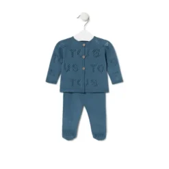 Conjunto de malha de bebé Tricot logótipo TOUS azul