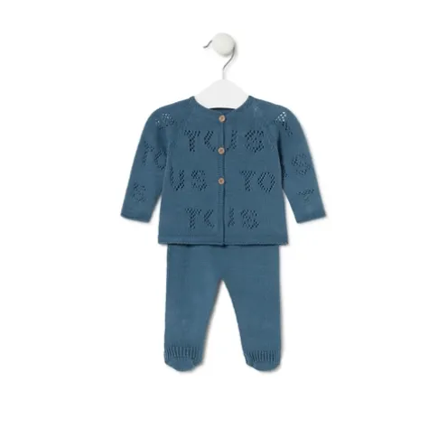 Conjunto de malha de bebé Tricot logótipo TOUS azul