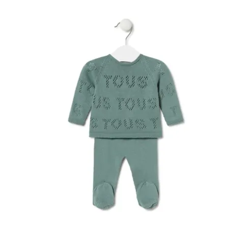 Conjunto de malha de bebé Tricot logótipo TOUS verde