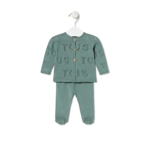 Conjunto de malha de bebé Tricot logótipo TOUS verde