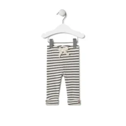Conjunto de menina liso e às riscas Black cor crua
