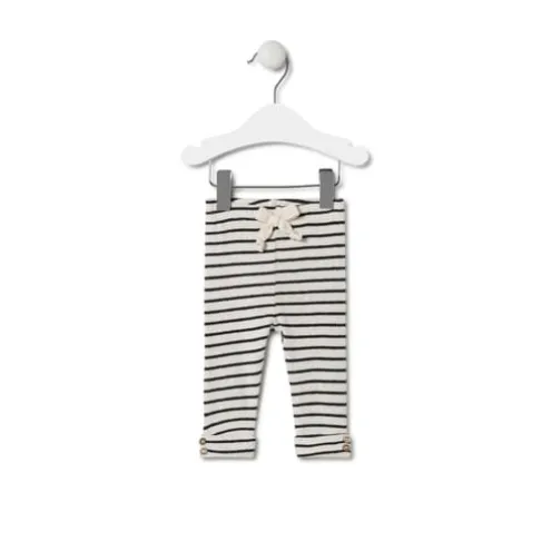 Conjunto de menina liso e às riscas Black cor crua