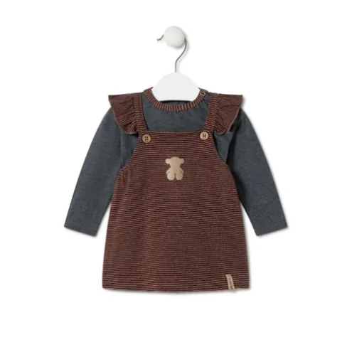 Conjunto de menina às riscas e liso Black cor-de-laranja