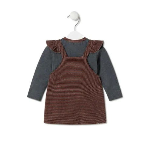 Conjunto de menina às riscas e liso Black cor-de-laranja