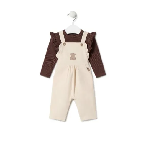 Conjunto de menina às riscas e liso Pink cor-de-rosa