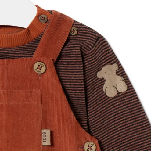 Conjunto de menino às riscas e liso Black cor-de-laranja