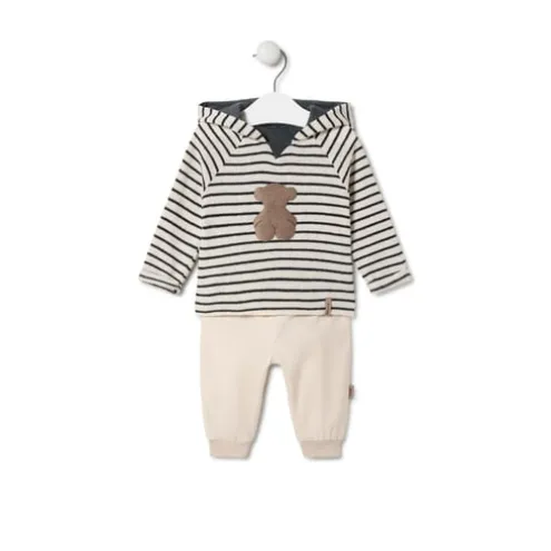 Conjunto de menino às riscas e liso Black cor crua