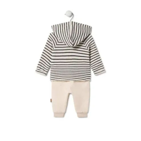 Conjunto de menino às riscas e liso Black cor crua
