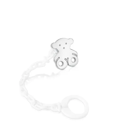 Corrente para chupeta Sweet Dolls urso pequeno em Prata