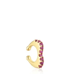Earcuff banhado a ouro de 18 K sobre prata e rodolitas My Other Half
