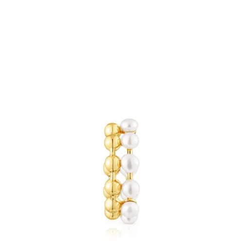 Earcuff duplo Gloss em prata vermeil e pérolas cultivadas