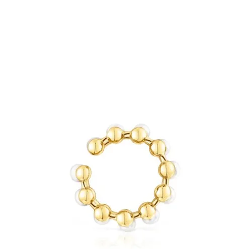 Earcuff duplo Gloss em prata vermeil e pérolas cultivadas