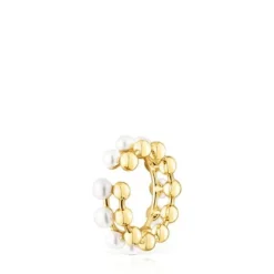 Earcuff duplo Gloss em prata vermeil e pérolas cultivadas