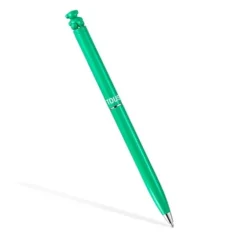 Esferográfica cromada na cor verde com urso Bold Bear