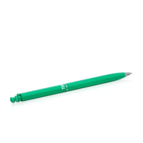 Esferográfica cromada na cor verde com urso Bold Bear