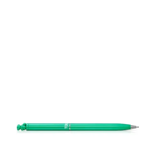 Esferográfica cromada na cor verde com urso Bold Bear