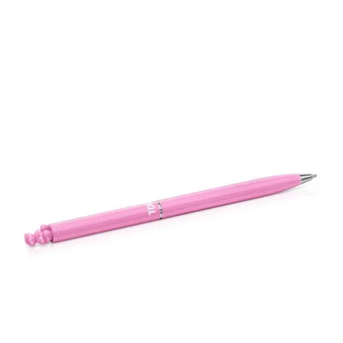 Esferográfica cromada na cor rosa com urso Bold Bear