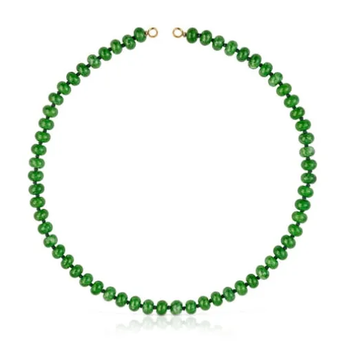 Gargantilha banhada a ouro 18 K sobre prata e quartzito verde Hold Oval