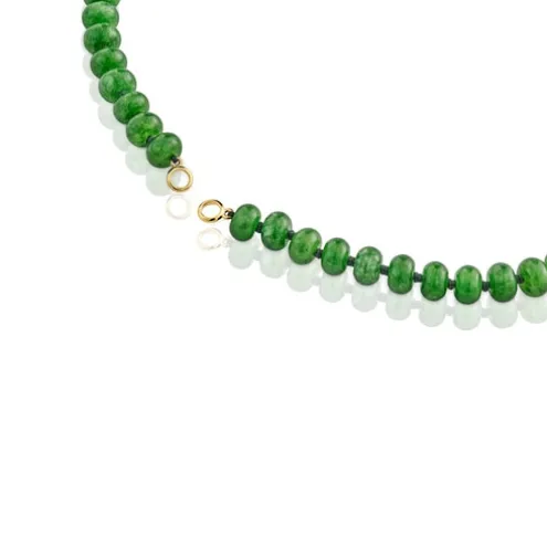Gargantilha banhada a ouro 18 K sobre prata e quartzito verde Hold Oval