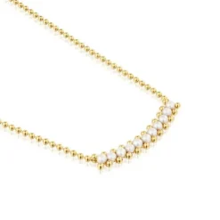 Gargantilha banhada a ouro de 18 K sobre prata e pérolas cultivadas Gloss