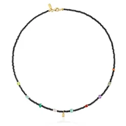 Gargantilha banhada a ouro 18 K sobre prata, ónix e pedras preciosas Bold Bear