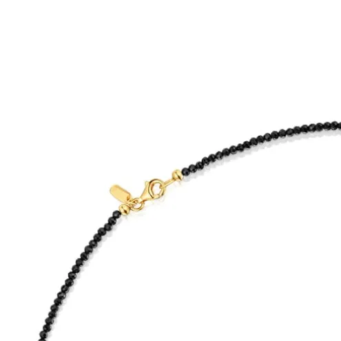 Gargantilha banhada a ouro 18 K sobre prata, ónix e pedras preciosas Bold Bear