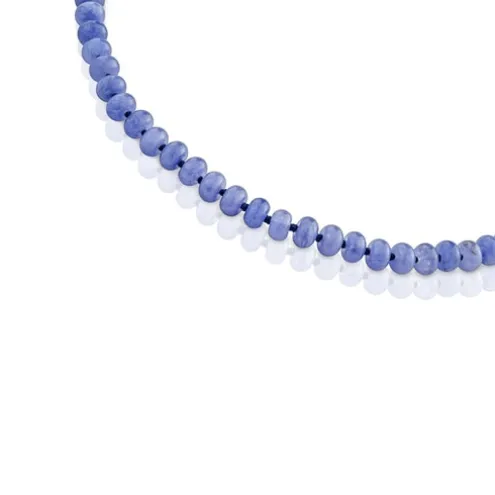 Gargantilha banhada a ouro 18 K sobre prata e quartzito azul Hold Oval
