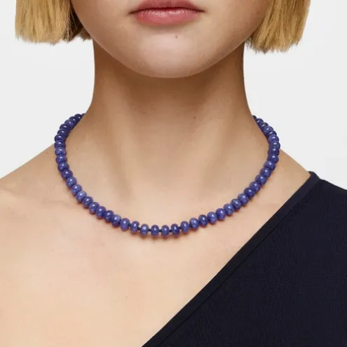 Gargantilha banhada a ouro 18 K sobre prata e quartzito azul Hold Oval
