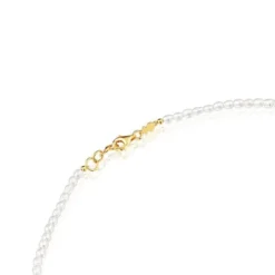 Gargantilha com pérolas cultivadas e banhada a ouro de 18 K sobre prata Gloss