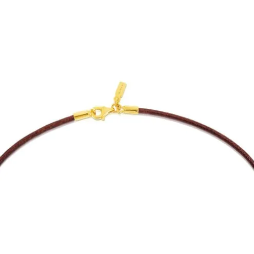 Gargantilha em pele de 2 mm castanha com fecho banhado a ouro de 18 K sobre prata, 40 cm, TOUS Chokers