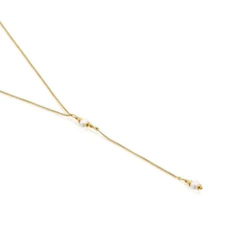 Gargantilha tira banhada a ouro de 18 K sobre prata e pérolas cultivadas Gloss