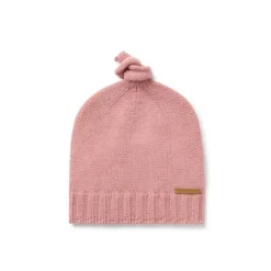 Gorro com nó de bebé Tricot cor-de-rosa