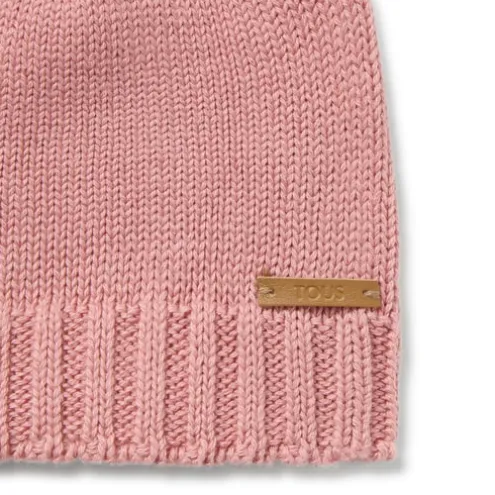 Gorro com nó de bebé Tricot cor-de-rosa