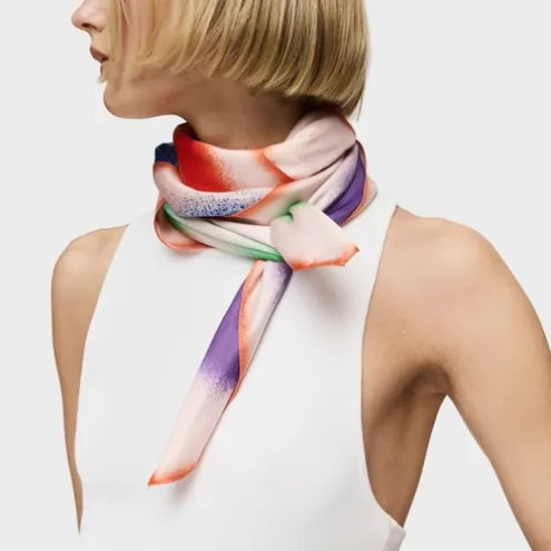 Lenço quadrado laranja TOUS Motifs Tulip