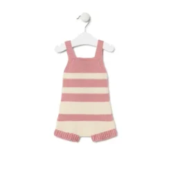 Macacão curto de malha de bebé Tricot às riscas cor-de-rosa