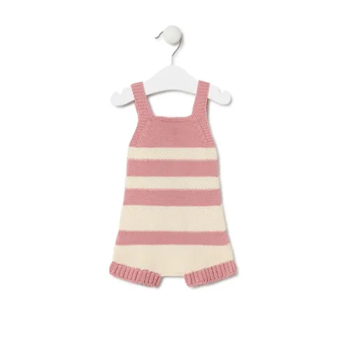 Macacão curto de malha de bebé Tricot às riscas cor-de-rosa