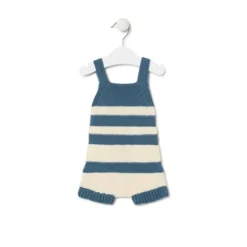 Macacão curto de malha de bebé Tricot às riscas azul