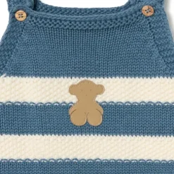 Macacão curto de malha de bebé Tricot às riscas azul