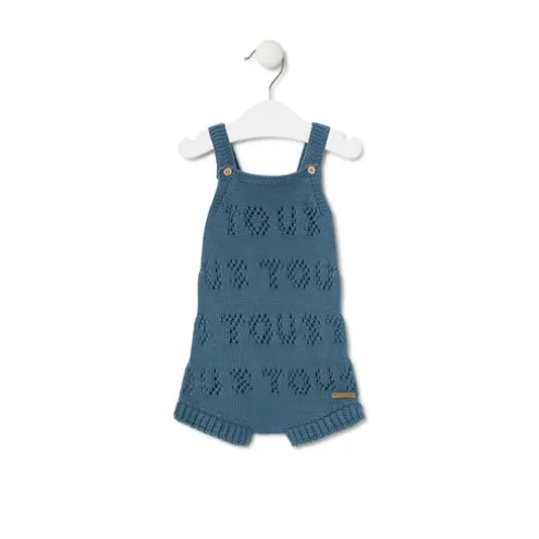 Macacão curto de malha de bebé Tricot logótipo TOUS azul