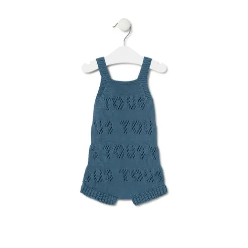 Macacão curto de malha de bebé Tricot logótipo TOUS azul