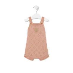 Macacão curto de malha de bebé Tricot cor-de-rosa