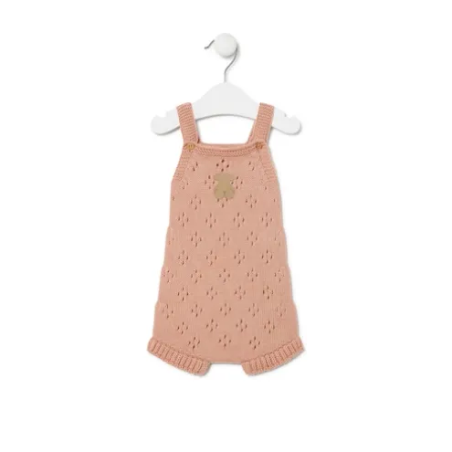 Macacão curto de malha de bebé Tricot cor-de-rosa