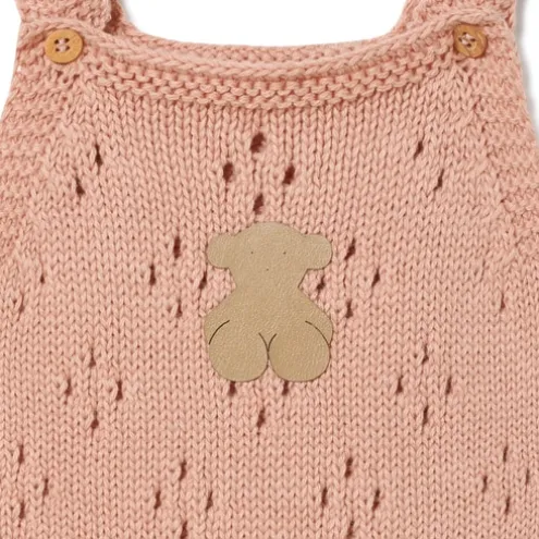 Macacão curto de malha de bebé Tricot cor-de-rosa