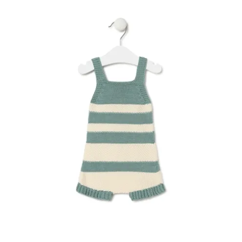Macacão curto de malha de bebé Tricot às riscas verde