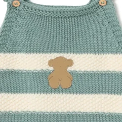 Macacão curto de malha de bebé Tricot às riscas verde